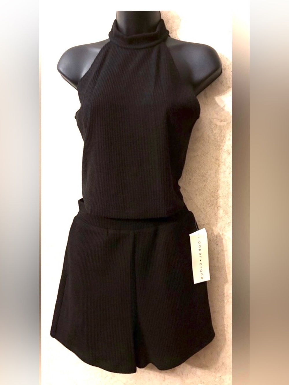 Paper Crane Two Piece Ribbed Shorts Set